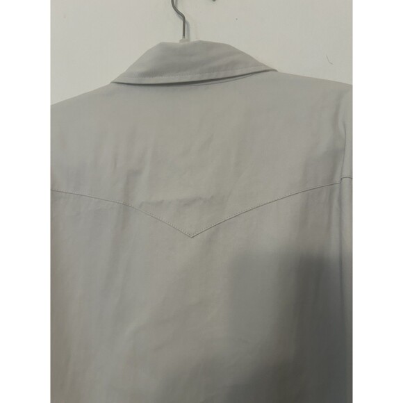 Mens Wrangler Light Khaki Heavy Cotton Work Shirt Western Pearl Snap Size XL - Picture 8 of 12